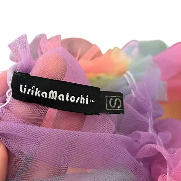 Lirika Matoshi Off Shoulder Rainbow Sheer Puff Sleeve Top Women’s Size Small - Picture 7 of 7